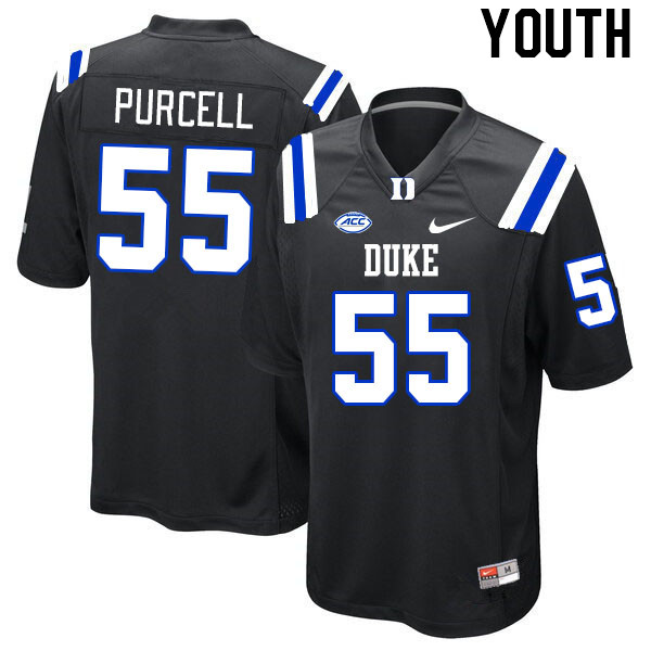 Youth #55 Michael Purcell Duke Blue Devils College Football Jerseys Stitched-Black - Click Image to Close